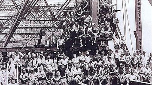 Story Bridge workers at the time of its construction.