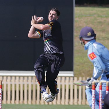 Pat Cummins in action for Penrith in first class. 