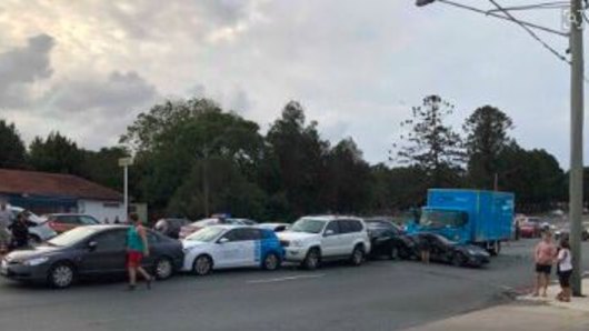 Paramedics treated eight people with various injuries at a Gympie Road crash. 