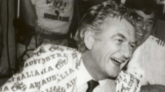 Hawke celebrating the America's Cup win in 1983.