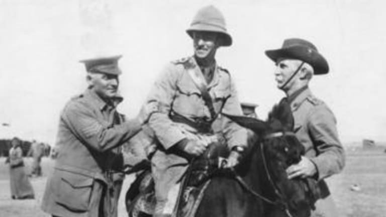 Hero: former politician and footballer Sergeant Ted Larkin (left) died at Gallipoli on April 25, 1915.