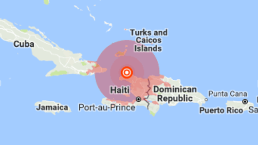 USGS map showing where the earthquake struck Haiti on October 7, 2018.