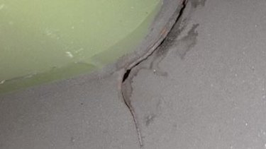 An undated image shows the extent of the cracking on one of Sydney’s 12 inner west trams.