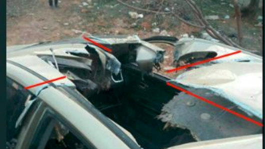 The car in which al-Qaeda leader Abu Khayr al-Masri was killed.