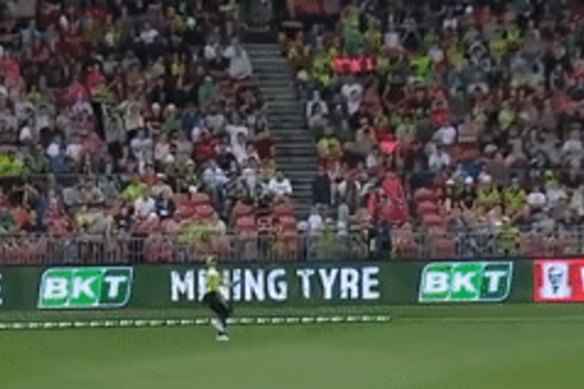 Ben Cutting salutes the crowd after his spectacular take against the Sixers.