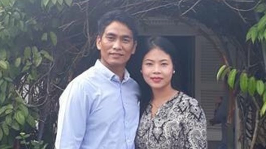 Joseph Lian Hrin, 34, with his wife.