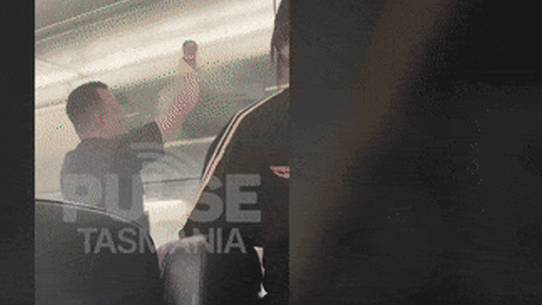 The fire breaks out on the Virgin flight.