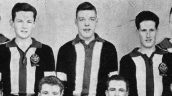 George Pell (centre) in the team photo for St Patrick’s College 1956 First XVIII.