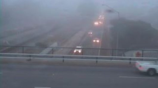 Main Roads cameras captured the freeway covered in fog.
