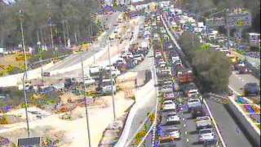Heavy traffic on the Gateway Motorway at Rochedale after a crash on Friday afternoon. 