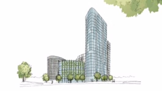 An artists impression of Geocon's proposal of four towers on the site of the former Woden Tradies Club