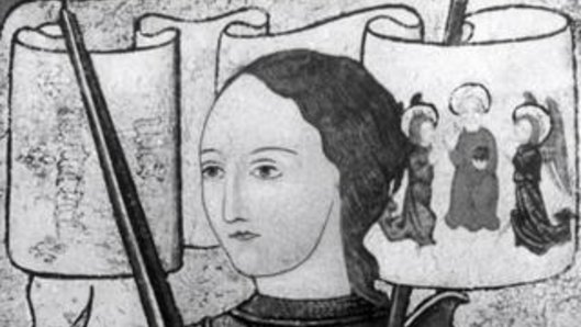 A drawing of Joan of Arc.