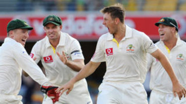 James Pattinson, on debut in 2011, dismises New Zealand's Brendon McCullum.