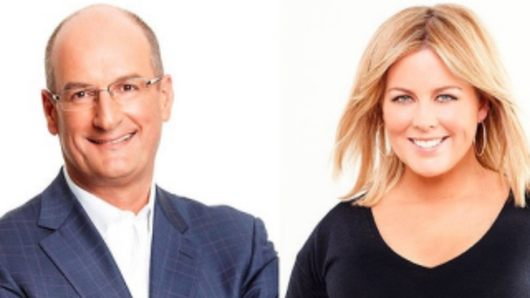 Sitting pretty: David Koch with fellow Sunrise host Samantha Armytage.