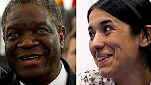 Nobel Peace Prize recipients Denis Mukwege and Nadia Murad. 