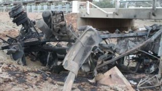 The scene of a truck blast on the Mitchell Highway in 2014.