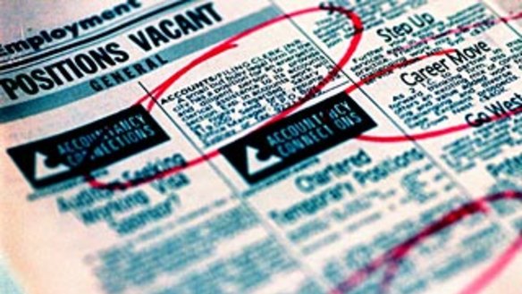 Job ads continue to fall, while the number of people applying for work is climbing.