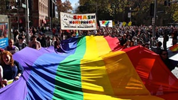 A rally in support of same-sex marriage.