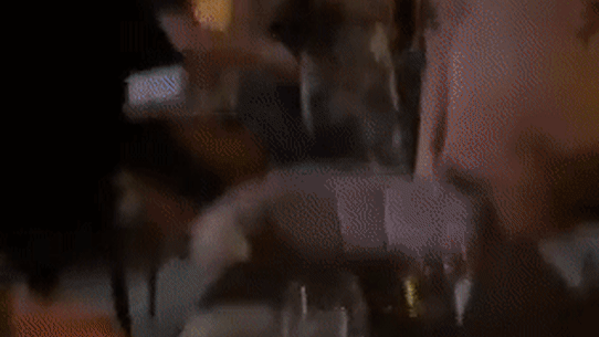 Patrons flee a restaurant during the earthquake in Morocco.