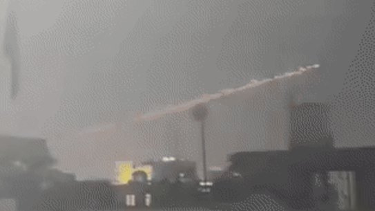 Anti-rocket defences in action over the US embassy in Baghdad.