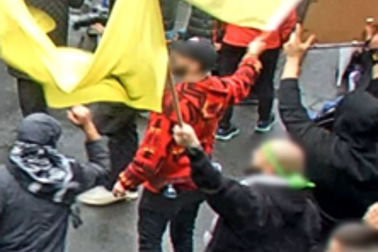 Police images of the man at the Melbourne protest.