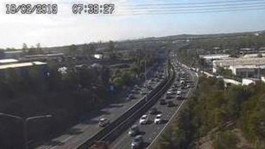 Traffic was beginning to build up near the on-ramp at Darra on the Ipswich Motorway after two crashes.