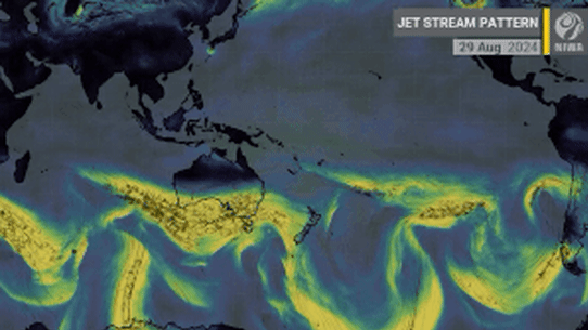 This mesmerising snake is the jet stream, a powerful wind high up in the atmosphere that will bring unsettled weather over the next few weeks.