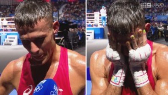 Harry Garside during the emotional interview with Nine.