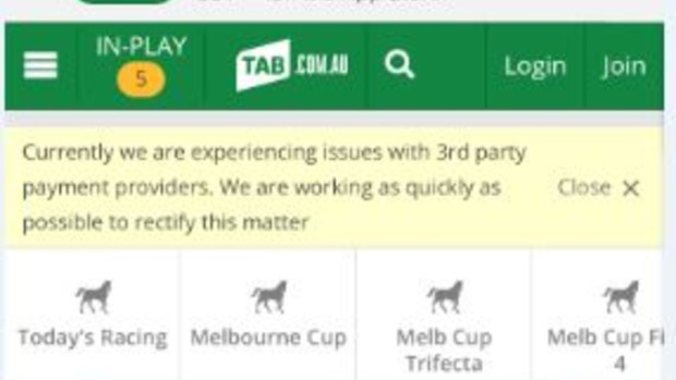 Tabcorp was also experiencing technical issues before the Melbourne Cup.