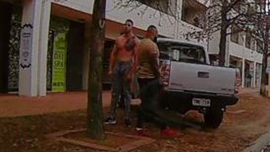 Police want to identify these men after a brawl they believe to be the result of tensions between bikie gangs. 
