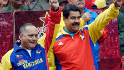 Diosdado Cabello, one of Venezuela's most powerful politicians, pictured with President Nicolas Maduro in Caracas in 2015.