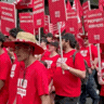 Unionists turn out in Brisbane for the annual Labour Day march.