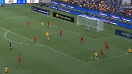 Cortnee Vine goal, Matildas v Spain, Cup of Nations