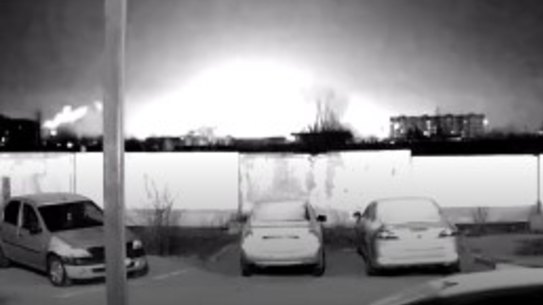 A blast at Engels air base near Saratov, Russia.