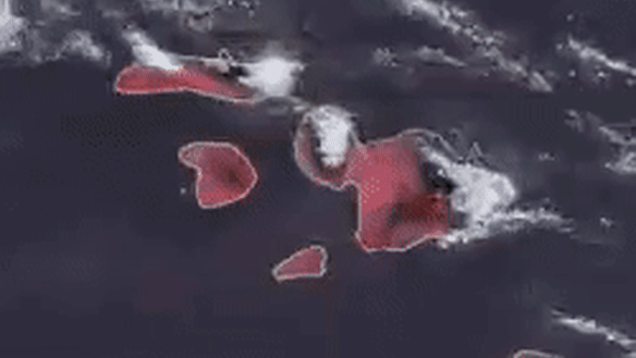 Animation showing the wildfires on Hawaii.