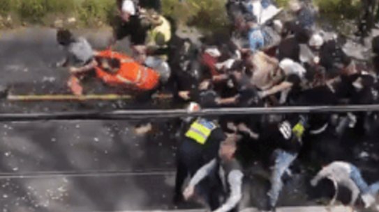 Police lines were overrun in Richmond last Saturday