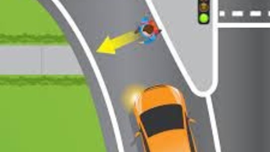 Vehicles must give way to pedestrians and cyclists on slip lanes.