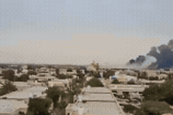 An Israeli strike on an Iranian base near Bushehr.