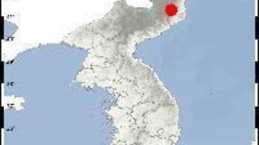 Punggye-ri (red mark), a North Korean nuclear test site in Kilju, North Hamkyong Province.