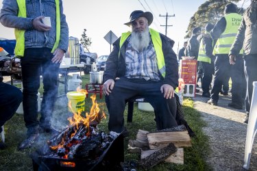 Driver Paul Addamo striking at Dysons Bundoora depot on Friday