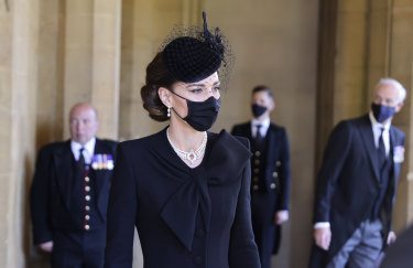 Kate, duchesse de Cambridge, arrive au château de Windsor pour les funérailles du prince Philip. 