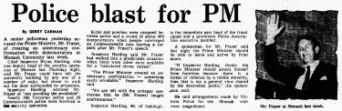 Bryan Harding against the Prime Minister in The Age, April 1978.