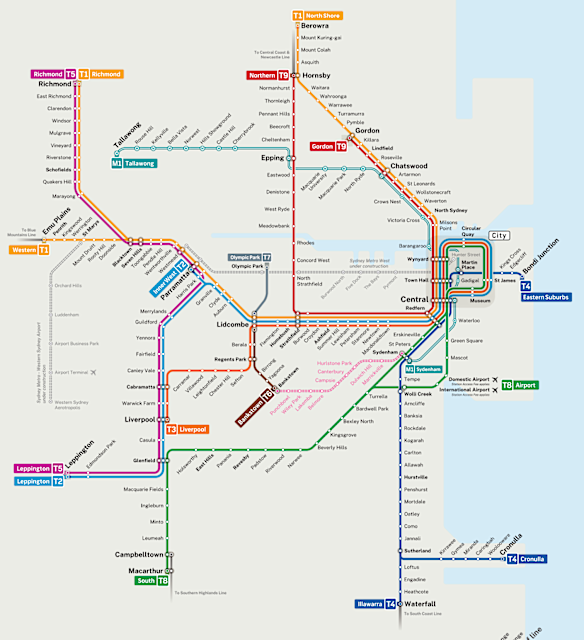 A map of Sydney’s rail network.