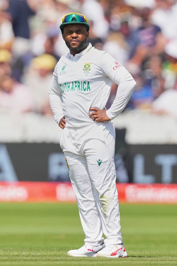 South Africa’s captain Temba Bavuma with an old-fashioned hands on hips. 