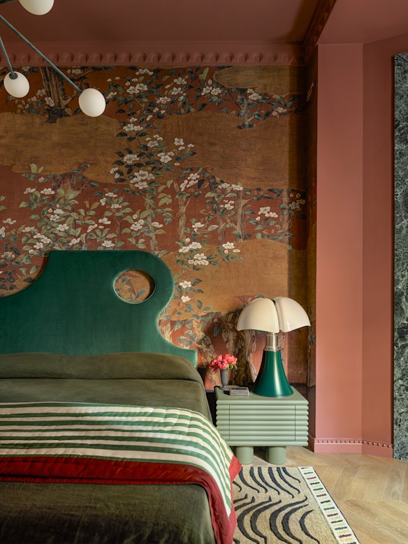 A bedroom in the New York Townhouse.