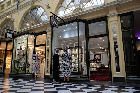 Mother and daughter Amber Hall and Julie Desailly run Jeeba Jewellery in the Royal Arcade, which hasn’t felt the effects of Mecca’s increased foot traffic. 