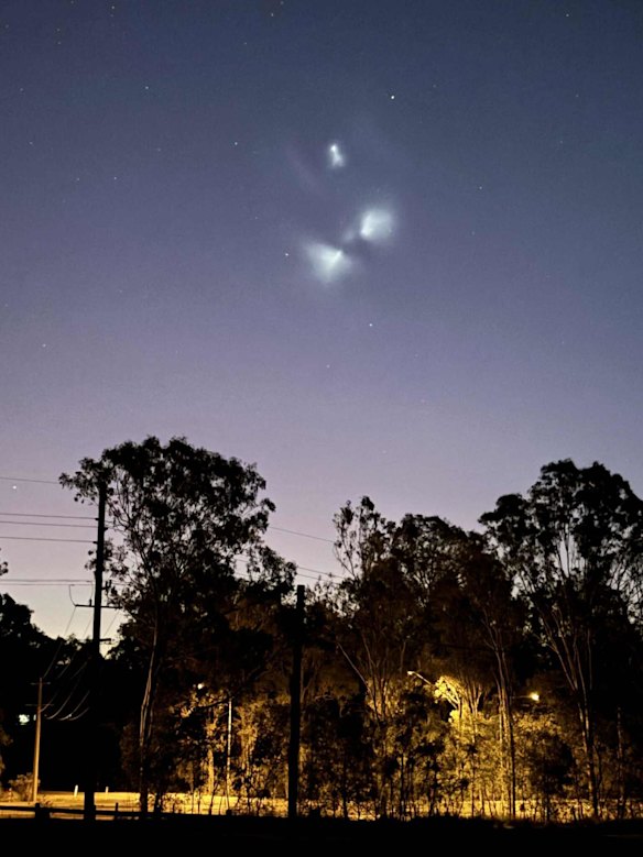 Rocket plumes seen from South Maclean in south-east Queensland on on Wednesday night. 