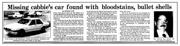 The story on taxi driver John William Robinson, reported in The Age on December 22, 1986. 
