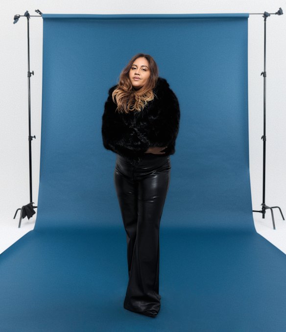 Zara faux fur jacket and Zara pants.