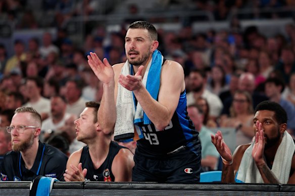 Happy days: United star Chris Goulding will share a court with Joe Ingles next season.